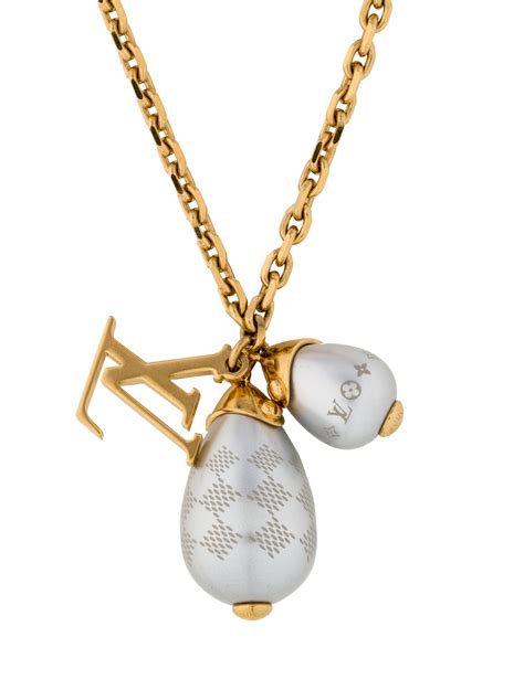 louis vuitton charm and pearl necklace price|14k louis vuitton necklace.